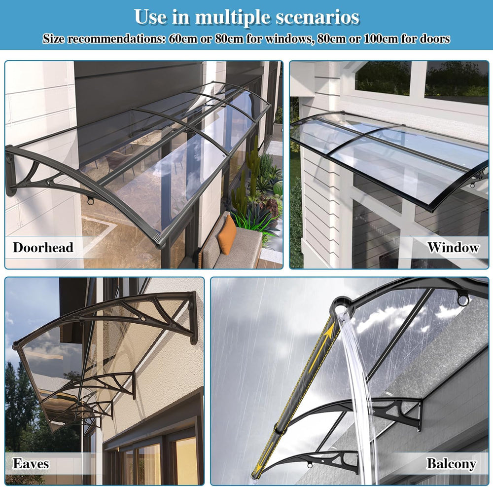 Window Awnings Exterior UV Rain & Snow Protection with Aluminum Bracket D...