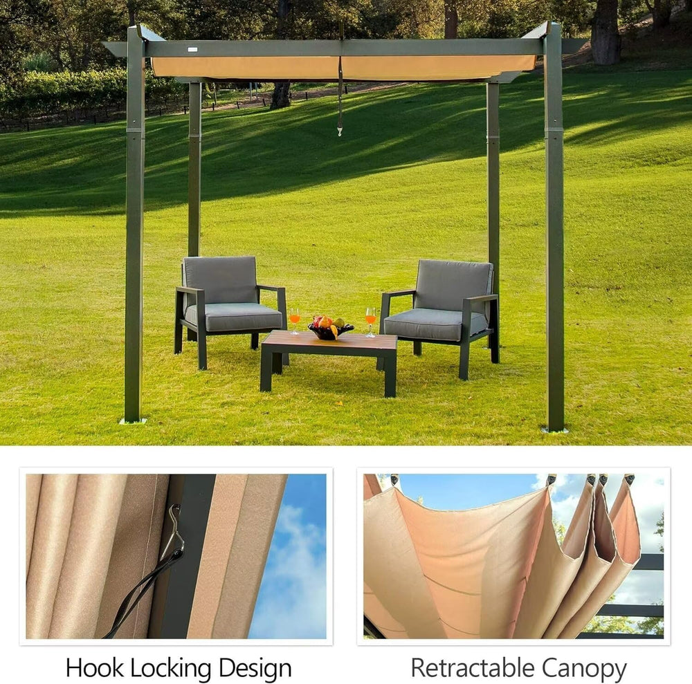 Domi Outdoor Living 10’ X 10’ Outdoor Retractable Pergola with Weather-Resist...