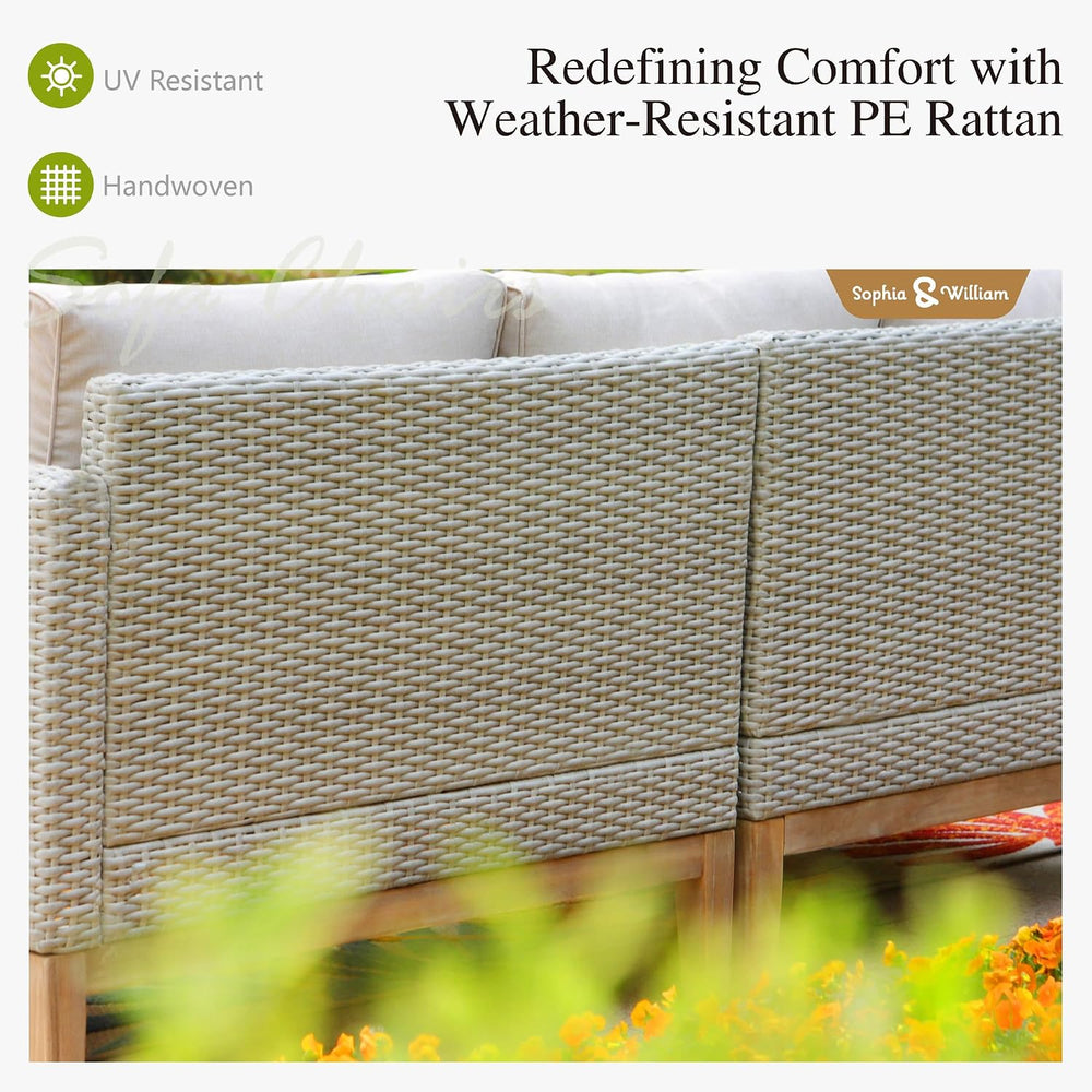 Sophia & William Patio Furniture Rattan Outdoor Sofa Set with Ottomans (5...