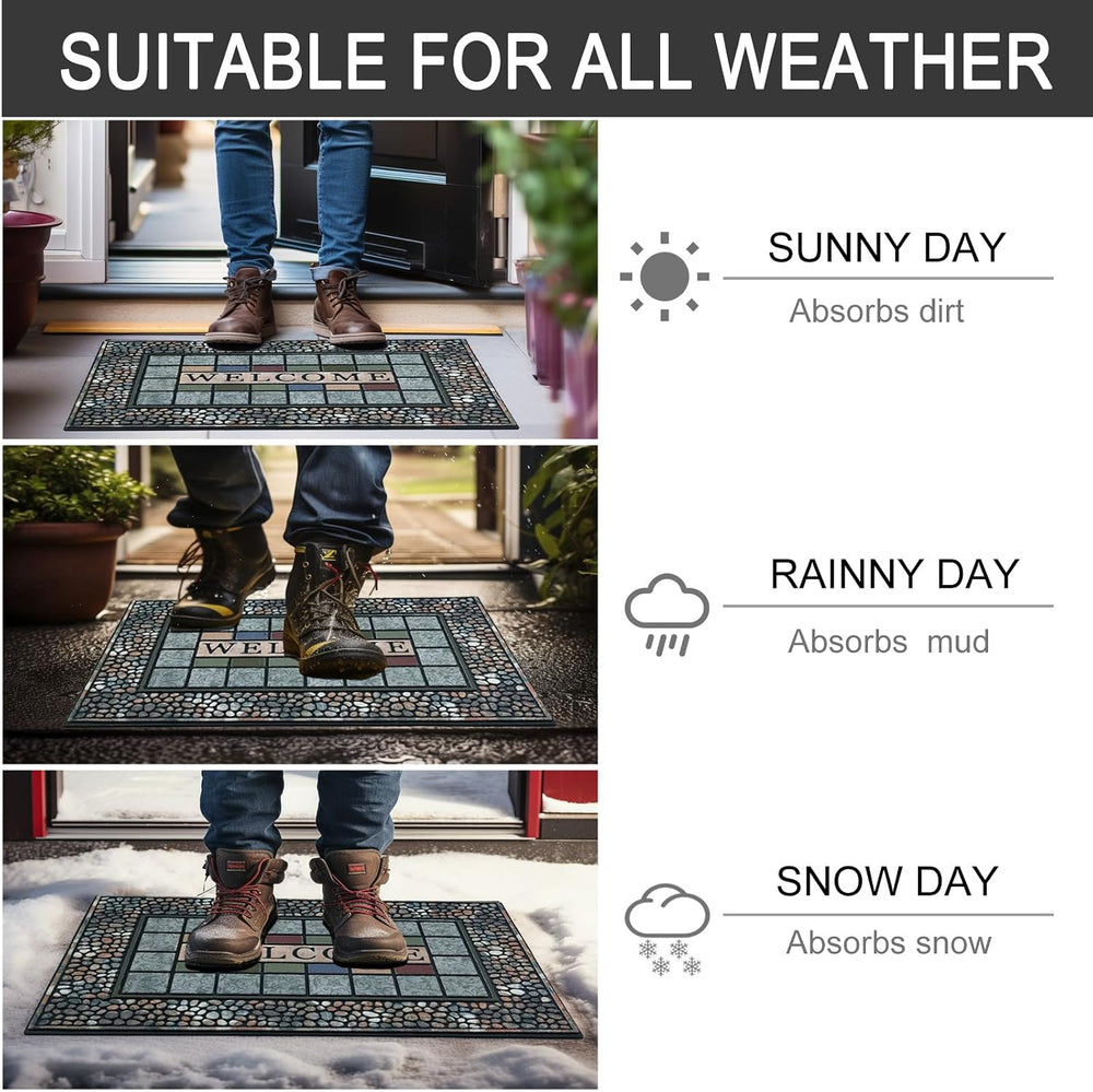 CHICHIC Rectangle Entrance Door Mat Large 24 x 36 Inch Entry Way High Traffic...