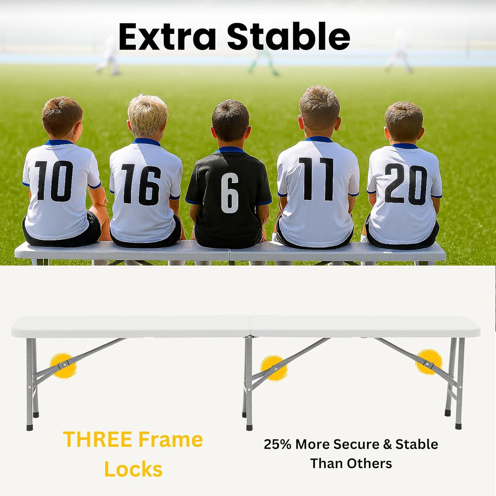 BTEXPERT Set of 2, 6 feet Plastic Folding Bench Indoor Outdoor Portable Picni...