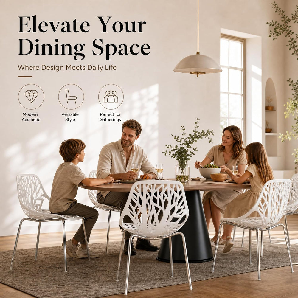 Karl home Stackable Dining Chairs Set of 4, 3-Step Assembly, 350LBS, White