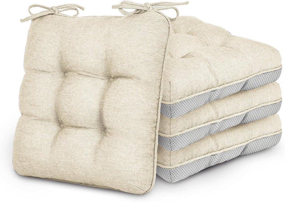 Love's cabin Memory Foam Chair Cushions Set of 4, 15.5 Inch, Beige