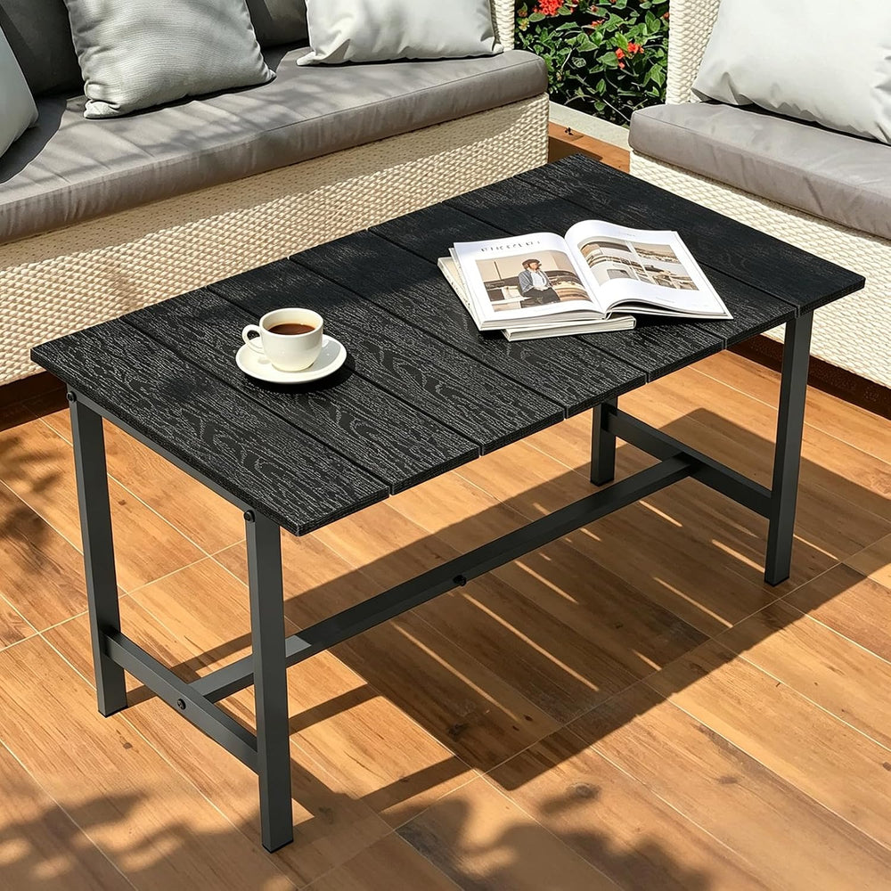 Outdoor Coffee Table, 33.4"L x 17.3"W x 18.1"H Rectangle Weath...