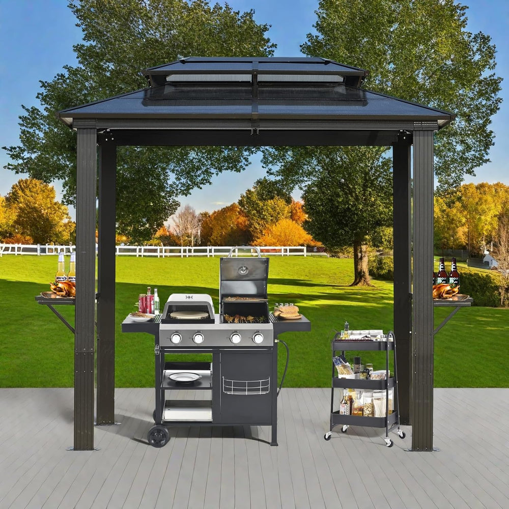 Endark 8'x5' Grill Hardtop Polycarbonate Gazebo with Double Roof, Alu...