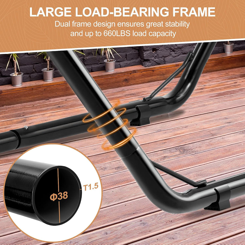 Homgava Universal 2-Person Hammock Stand, 660LBS Capacity,Black