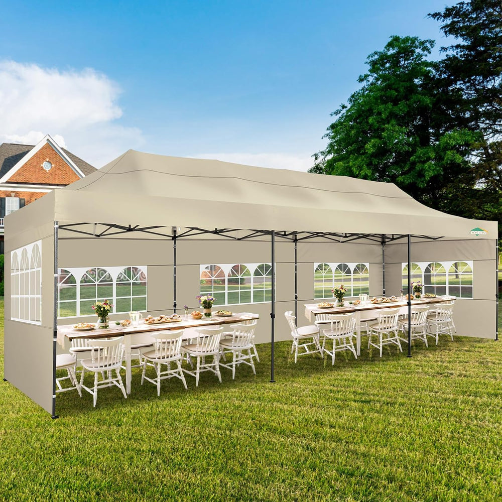 COBIZI 10x30 Heavy Duty Pop Up Canopy Tent with Sidewalls, Easy Up Canopy