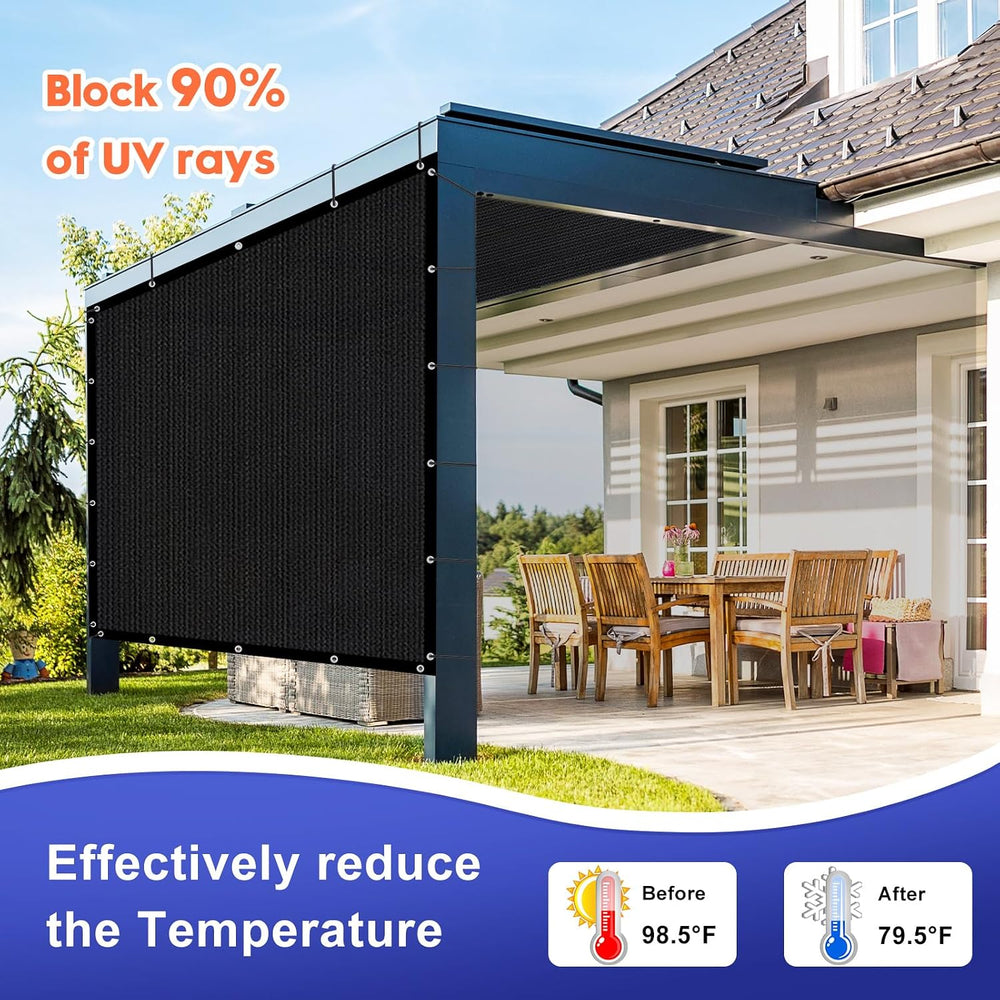 10' X 10' 90% Sun Shade Cloth Outdoor Patio Black Pergola Shades Cove...