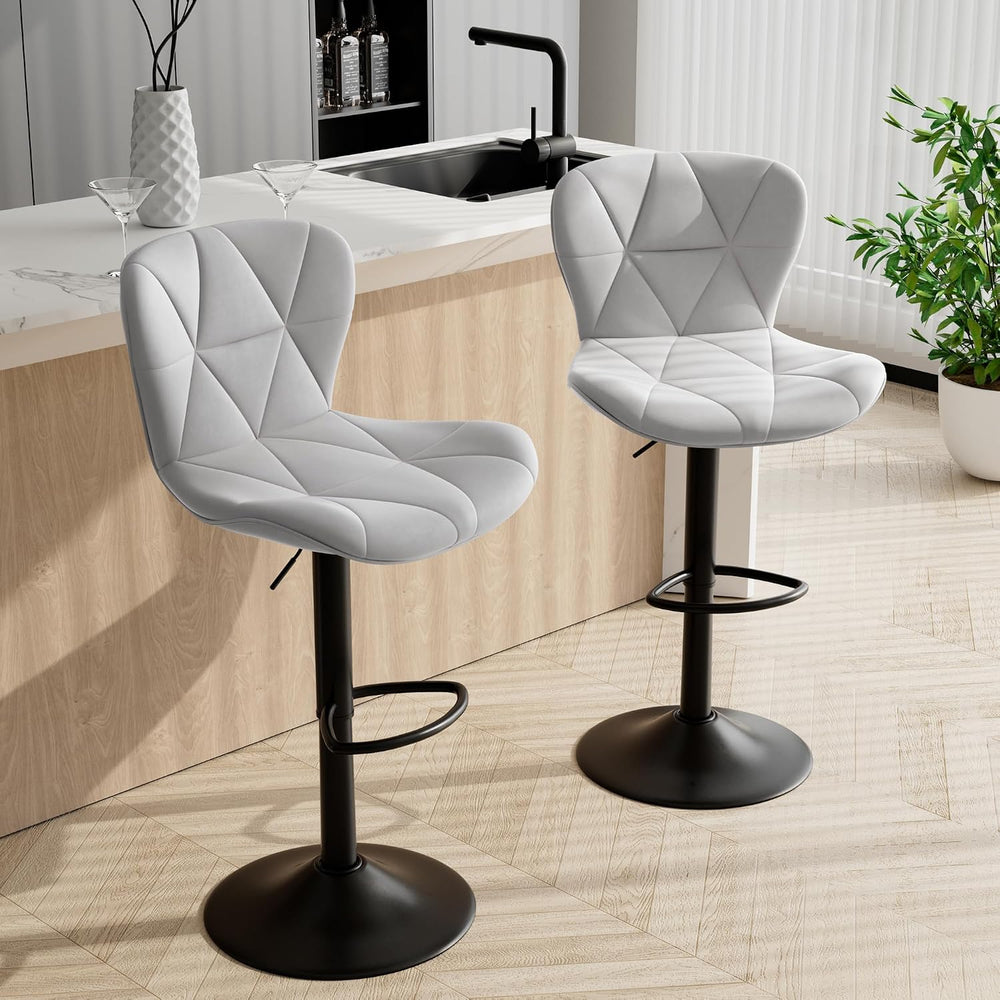 Bar Stools Set of 2,Faux Leather Bar Chairs,Upholstered Counter Height with H...