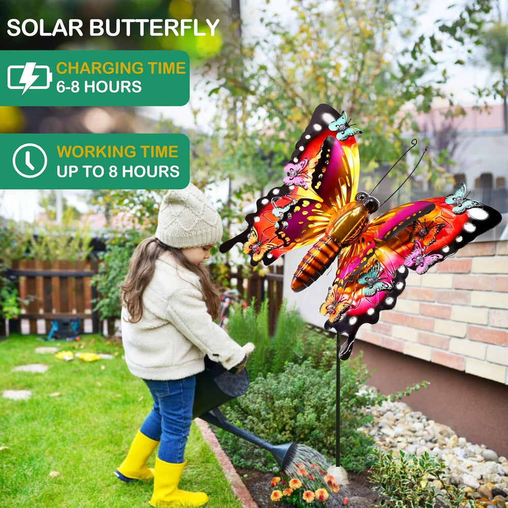 Solar Butterfly Lights Outdoor, Large 41" Metal Garden Decor Outdoor Lights