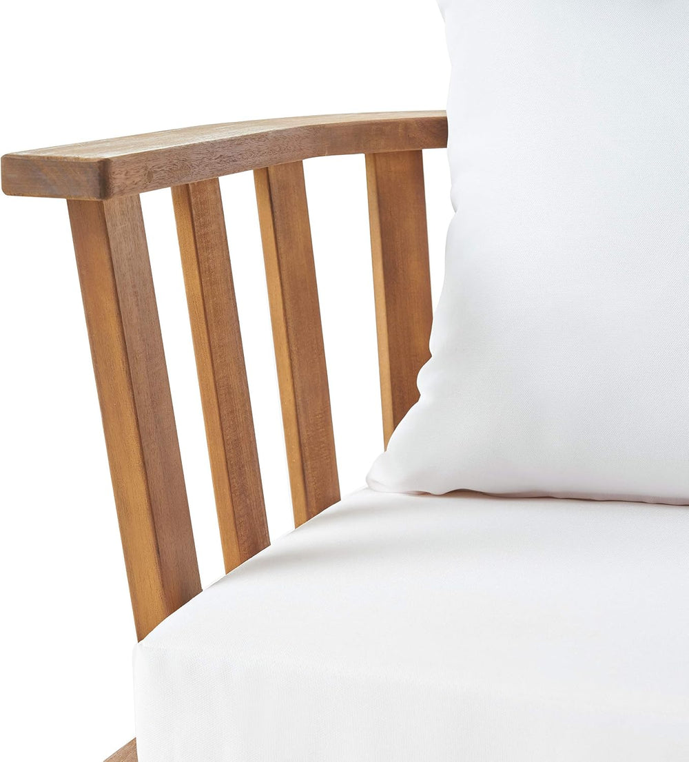 Christopher Knight Home Dean Outdoor Wooden Club Chair with Cushions, White a...