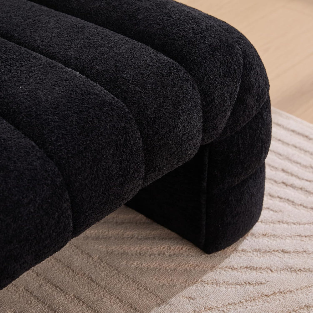 KEIKI 69.7" Modern Upholstered Armless Bed Bench, Channel Tufted Couch D...