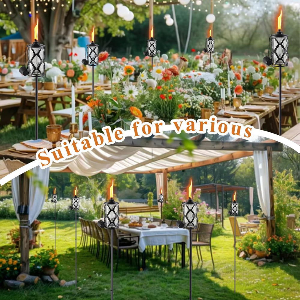 4 Pack Glass Citronella Torches, 16 oz Garden Torches for Outside, 55 inch Ou...