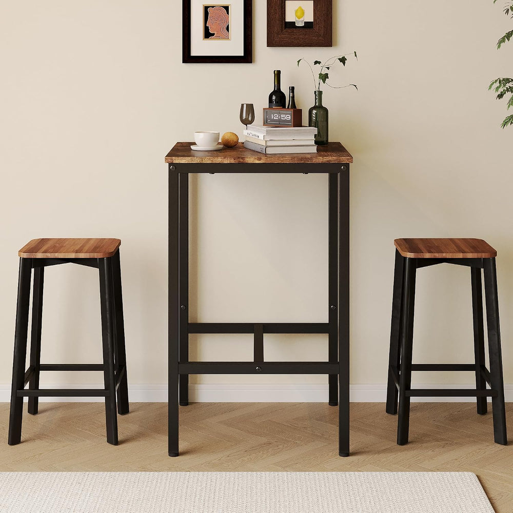 Lutown-Teen Square Bar Table, High Top Table - Industrial Metal Frame for Sma...