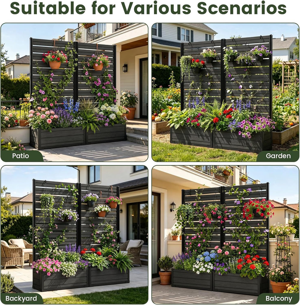 Plastic Raised Garden Bed with Trellis, 73.8"x36"x14" Planter ...