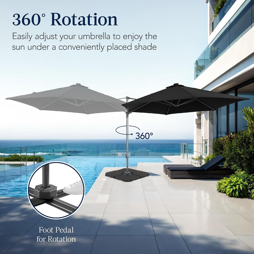 Best Choice Products 10ft Offset Cantilever Hanging Market Patio Umbrella, Sm...