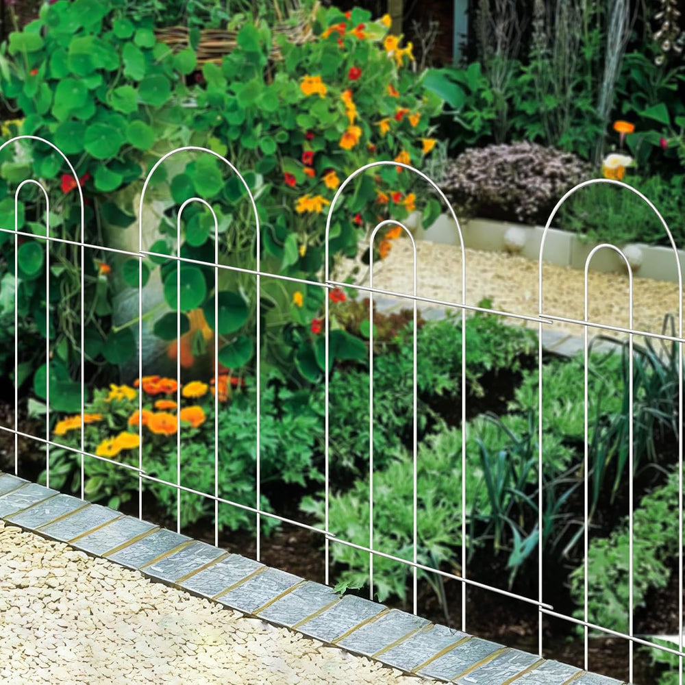 Decorative White Garden Border Fence 32inX20ft Metal Wire Garden Fencing
