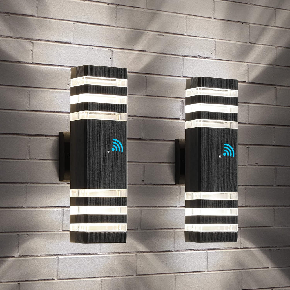 2 Pack Dusk to Dawn Outdoor Wall Lights Modern Black Exterior Light Fixture