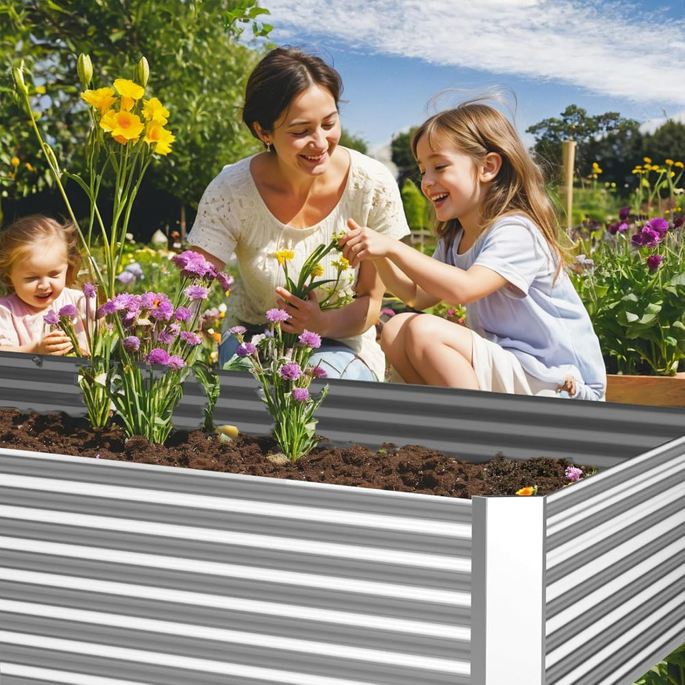 3pcs Galvanized Raised Garden Bed Outdoor,Above Ground Garden Bed for Vegetab...