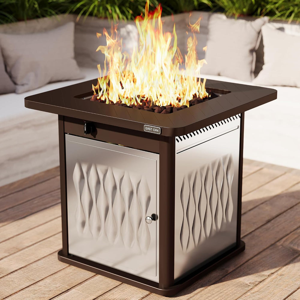 EAST OAK 28'' Stainless Steels Fire Pits Table, 50,000 BTU Upgraded S...