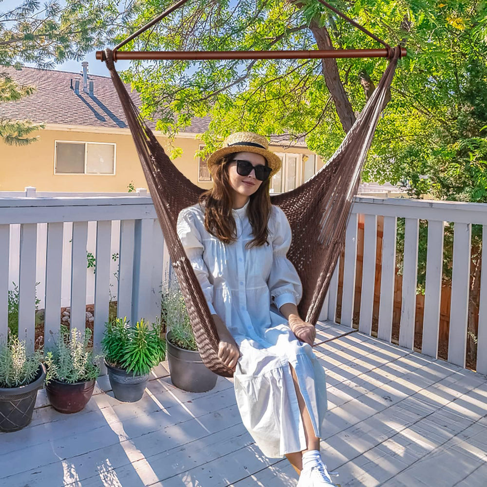 Upgraded Caribbean Hammock Chair with Detachable Metal Bar, Large Hammock Swi...