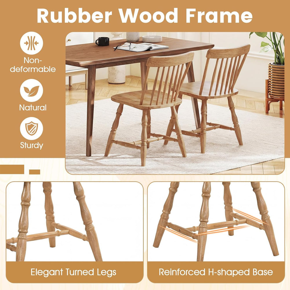 GIANTEX Windsor Dining Chairs Set of 2 w/Curved Spindle Back & Turned Legs