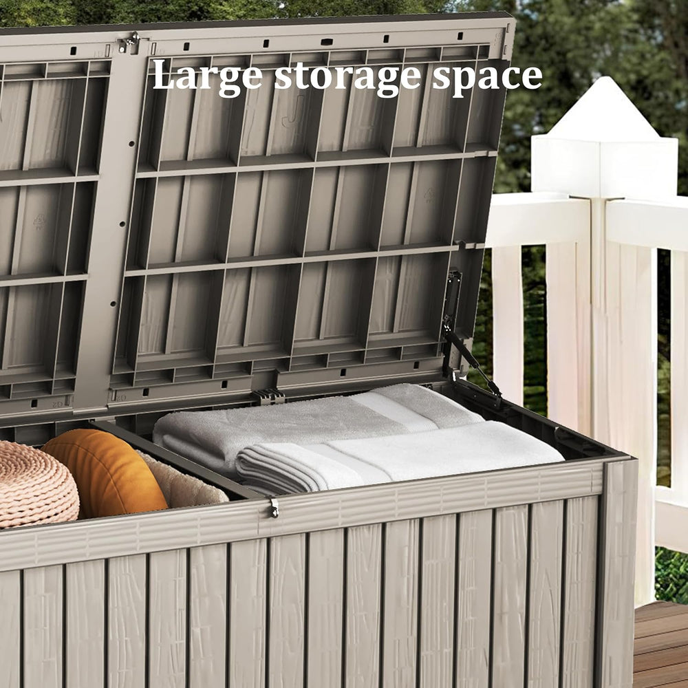 200 Gallon Outdoor Deck Box Waterproof, Large Storage Box for Patio, Resin St...