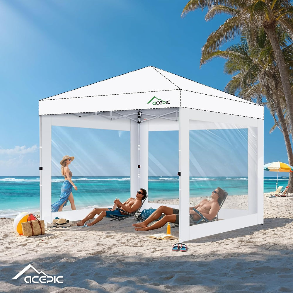 ACEPIC 10x10ft Clear Sidewalls for Canopy,Black(3PCS, No Frame or Top)