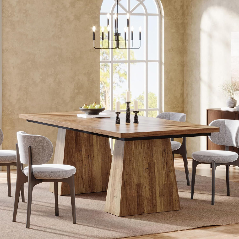 Tribesigns Dining Table for 6, Farmhouse Wood Dinner Rectangular Table Kitche...