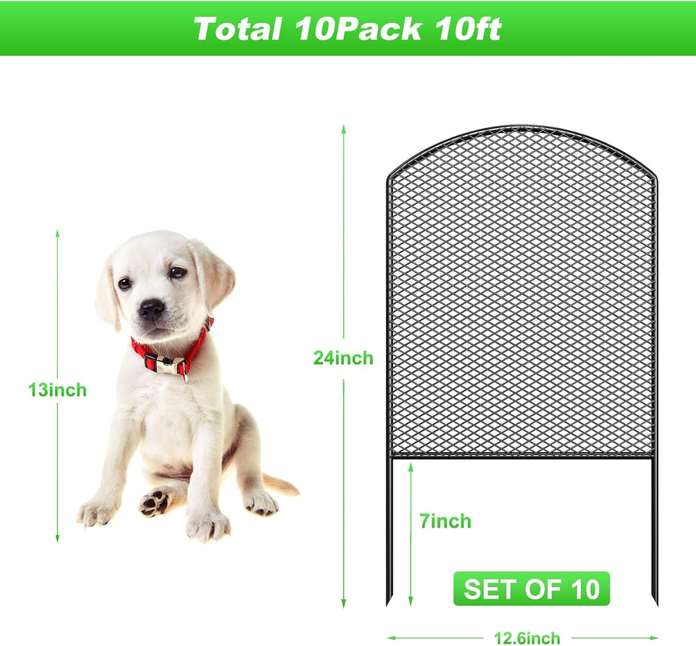 Decorative Garden Fence 10 Pack, 24in(H) x 10.8ft(L) Animal Barrier Fence
