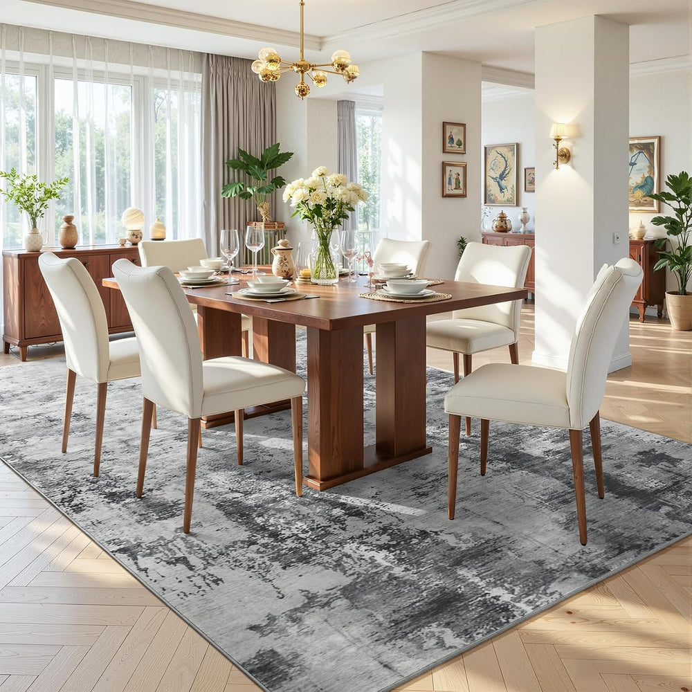 Beraliy Washable 6x9 Abstract Area Rugs for Living Room Bedroom, Grey