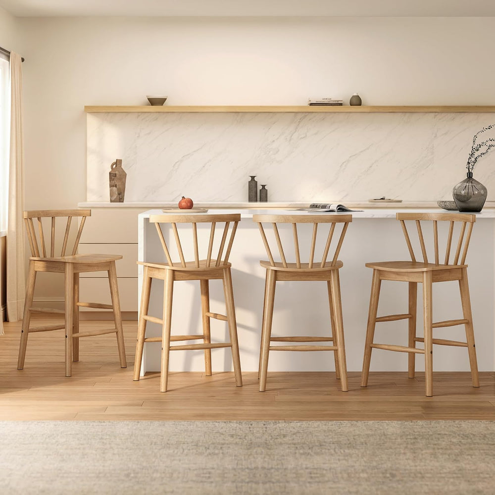 Modern Bar Stools Set of 2, 24" Wooden Counter Height Barstools, Modern ...