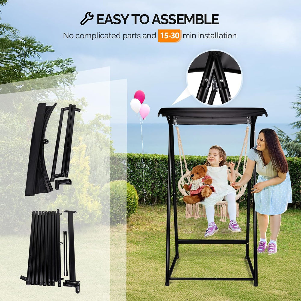 OnCloud Outdoor Hammock Chair Stand with Canopy, Heavy Duty Hammock Stand Onl...