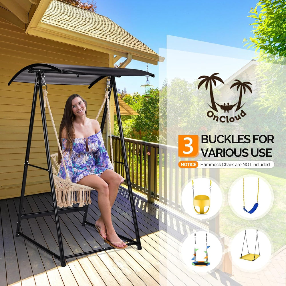 OnCloud Outdoor Hammock Chair Stand with Canopy, Heavy Duty Hammock Stand Onl...