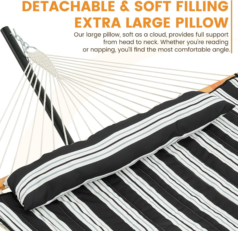 Lazy Daze Double Handwoven Rope Hammock with Pad and Pillow Set for Outdoor