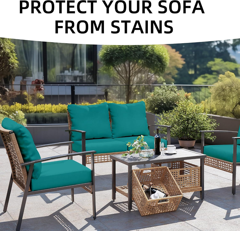 12PCS Patio Cushion Covers, Stretch Patio Furniture Couch SeatSlipcovers