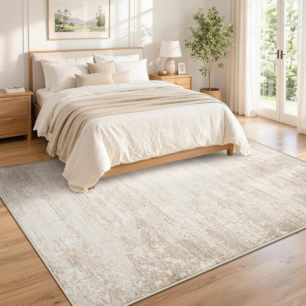 TENGTENGLINK Washable 6x9 Area Rugs for Living Room Modern Abstract Beige