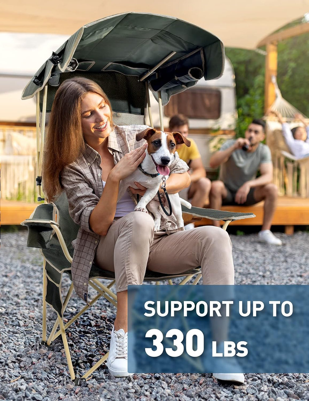 Docusvect Camping Chair with Canopy Shade - Canopy is the Backpack