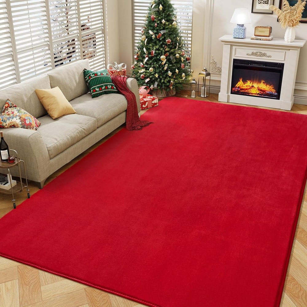Amearea Modern Area Rugs for Bedroom Living Room, 4x6 Red Memory Foam Rug