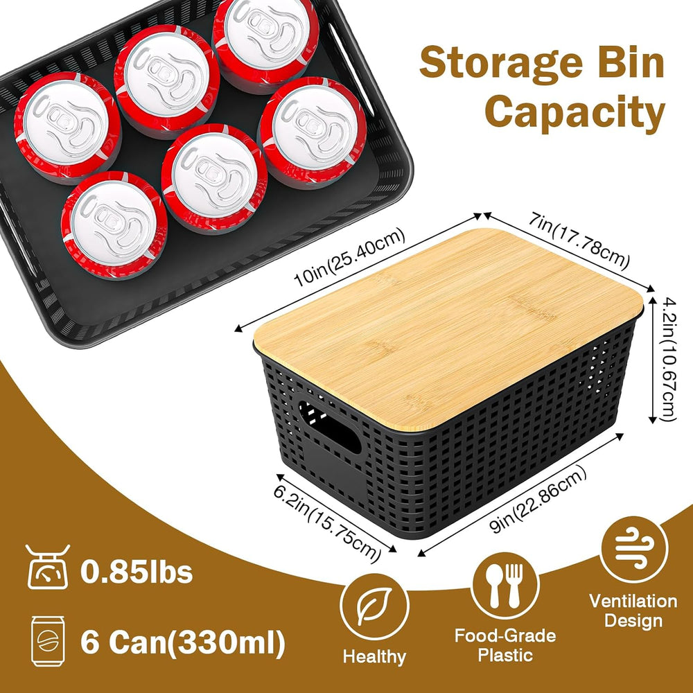 Stackable Storage Baskets: 8 Pack Plastic Baskets Bins, Black