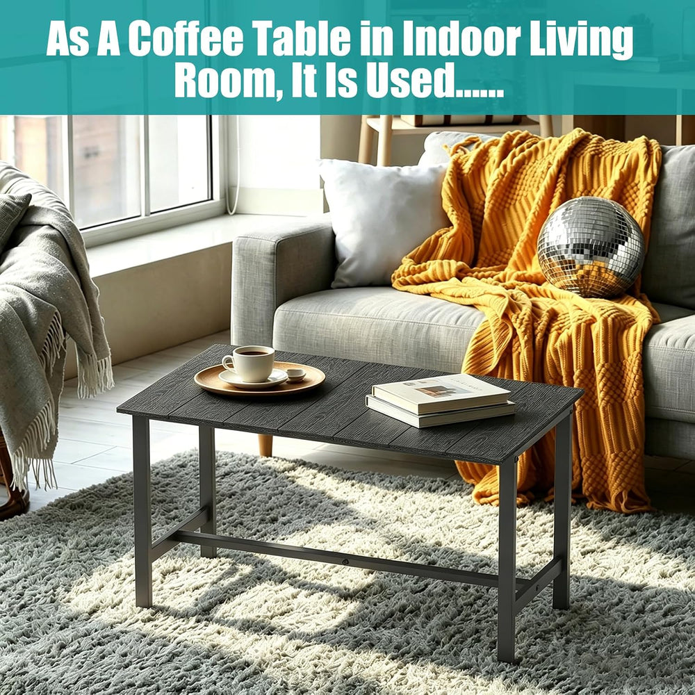 Outdoor Coffee Table, 33.4"L x 17.3"W x 18.1"H Rectangle Weath...
