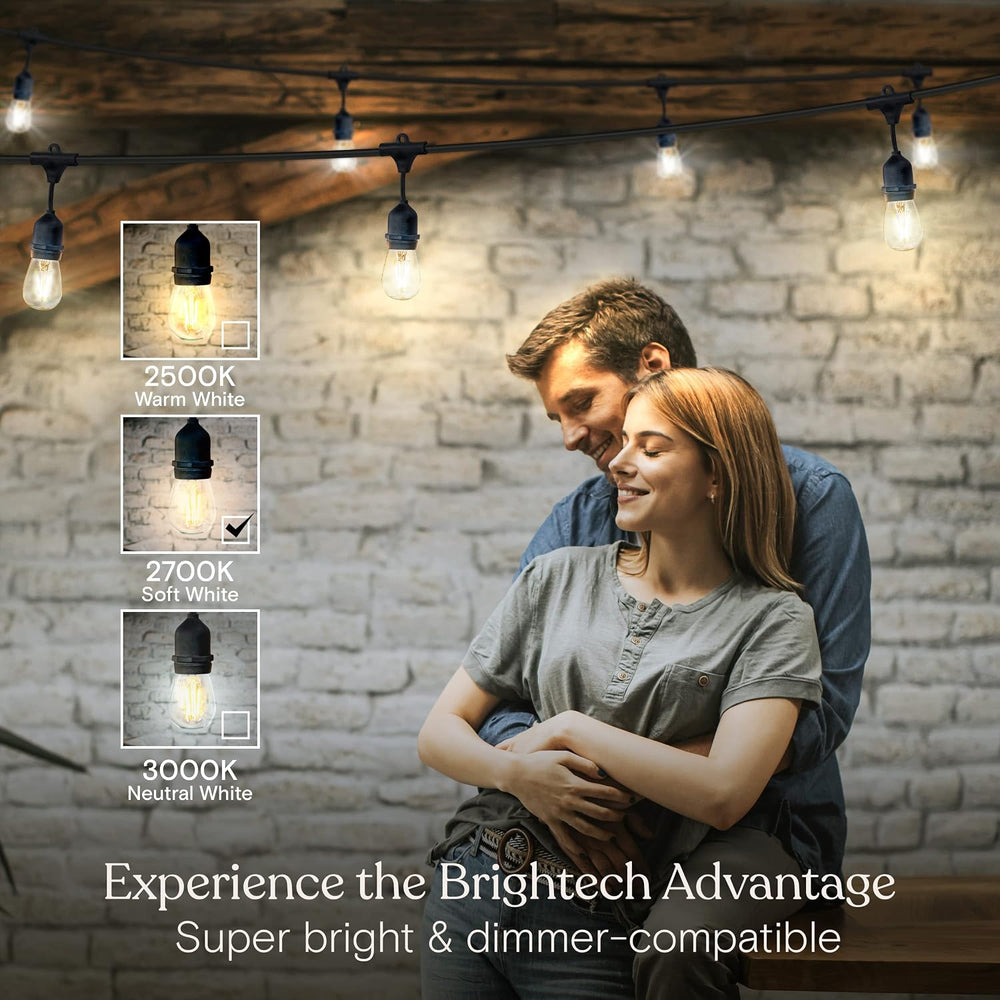 Brightech Ambience Pro LED Outdoor String Lights - Commercial Grade Waterproo...
