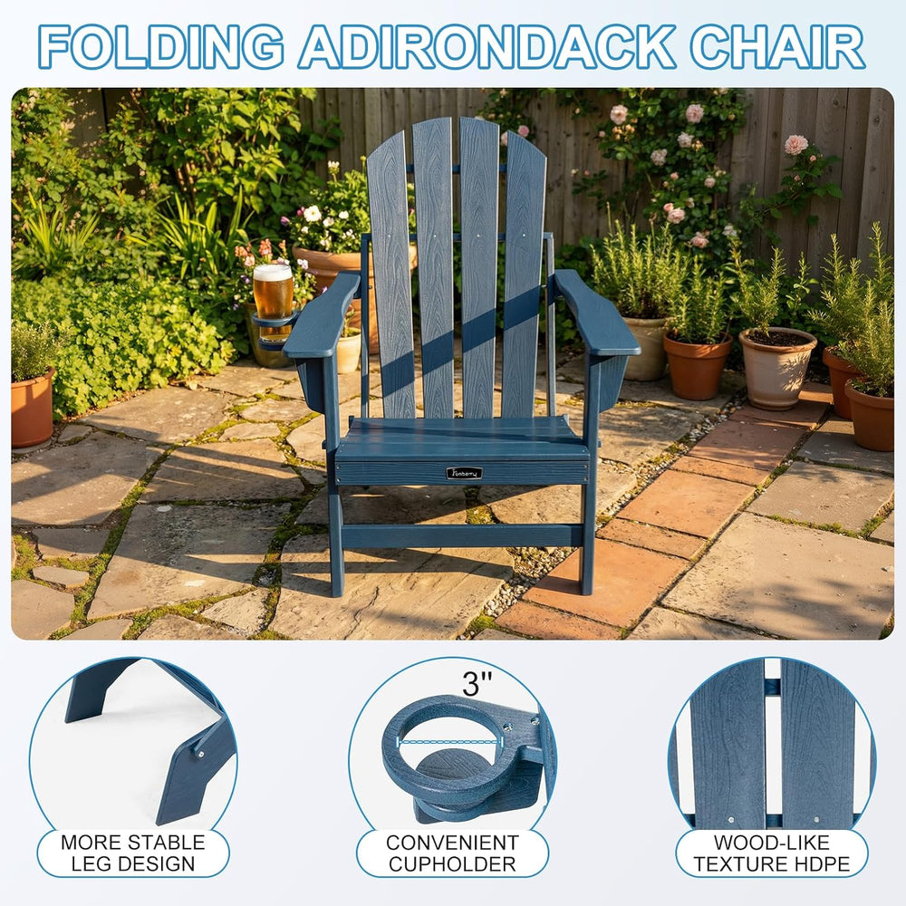 FUNBERRY Oversized Folding Adirondack Chair, Stable Fire Pit Chairs 400LBS