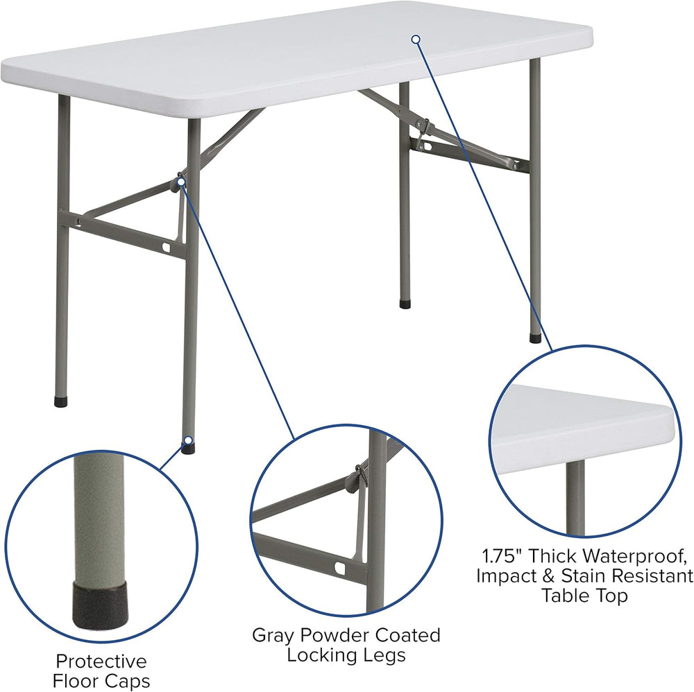 Flash Furniture 4-Foot Granite White Plastic Folding Table