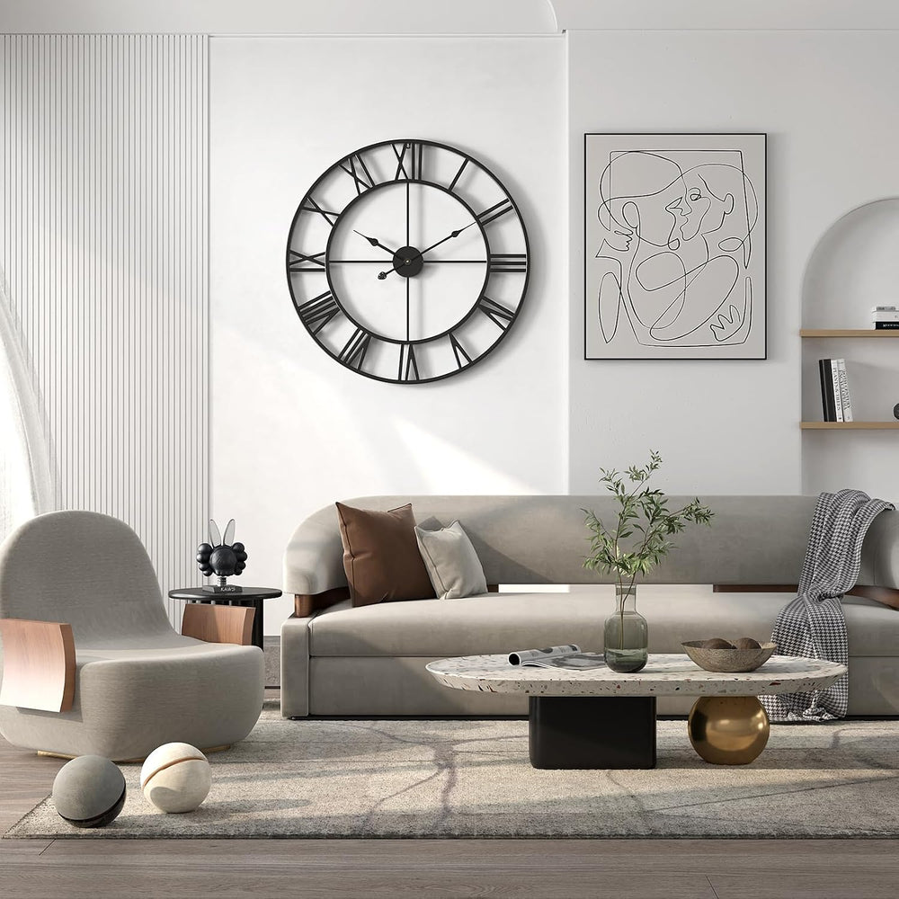 Large Outdoor Indoor Waterproof Metal Wall Clock, Completely Silent, 24 inch ...