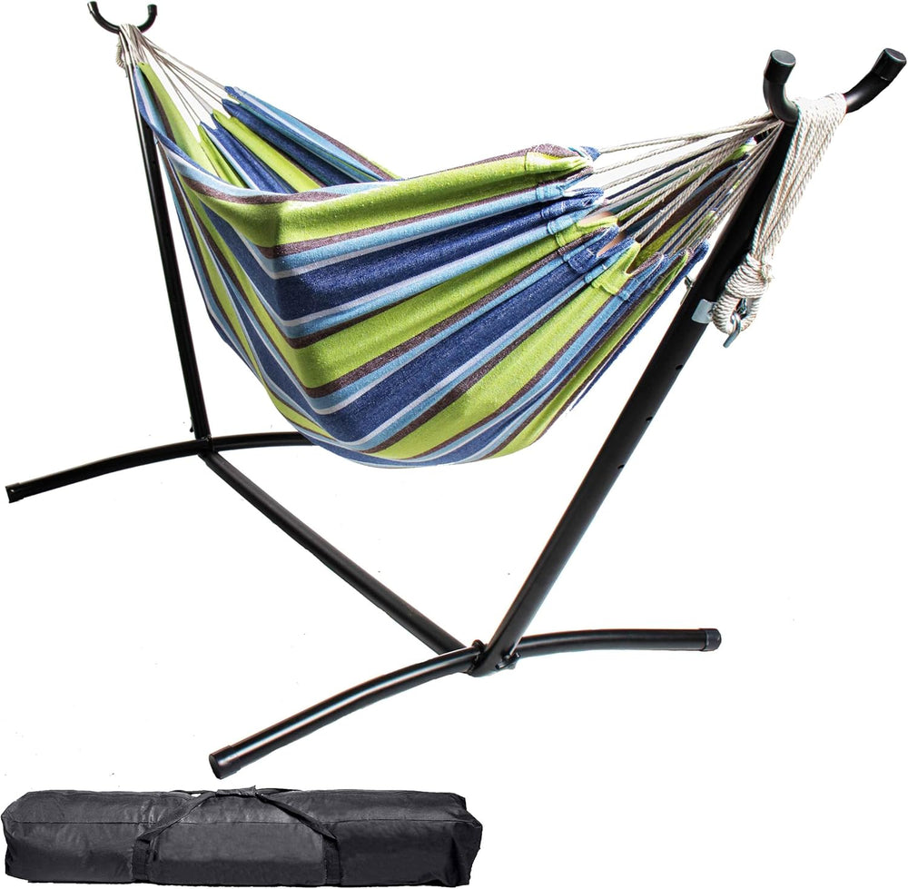 Backyard Expressions Double Camping Hammock with Steel Stand & Carrying B...