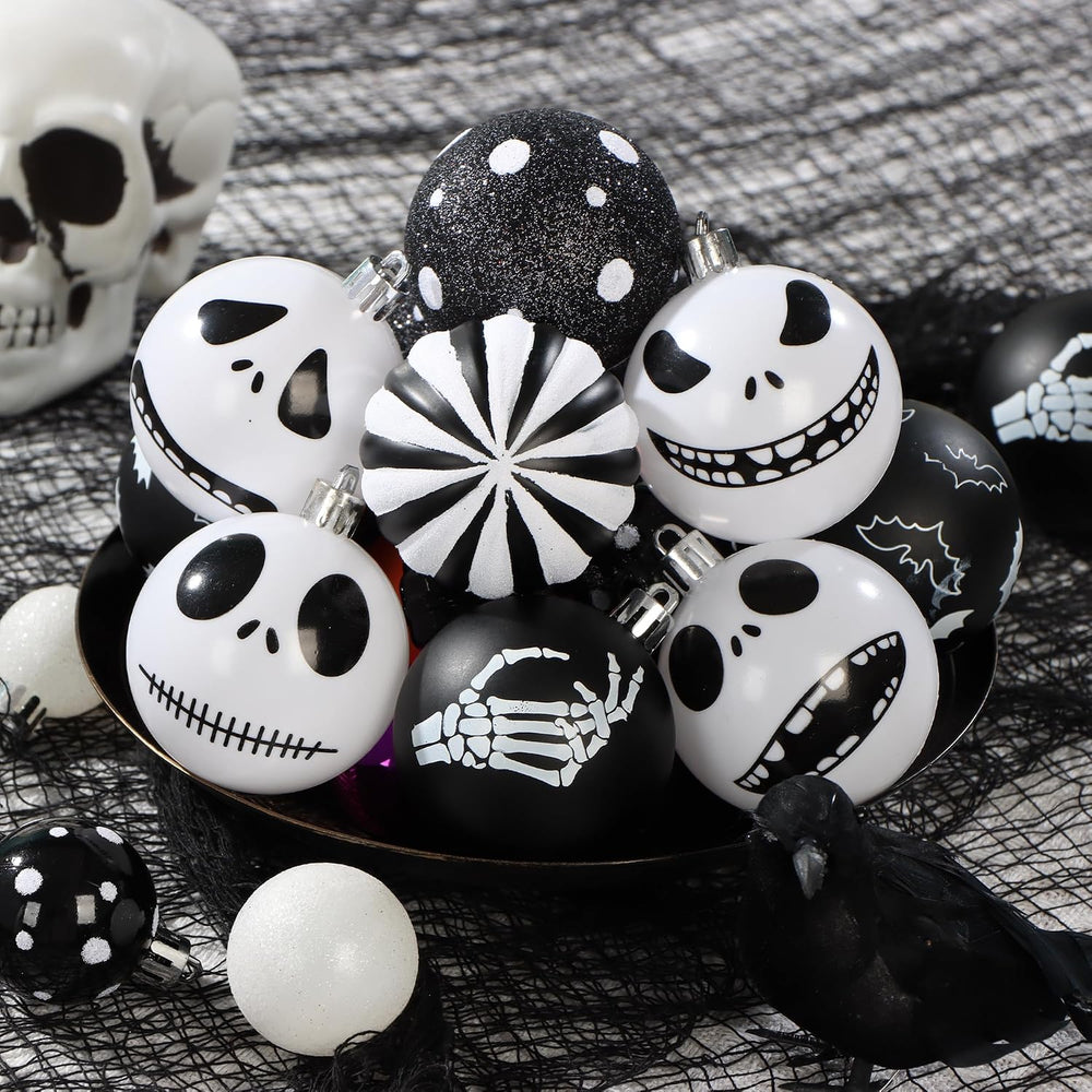 100Pcs Halloween Before Christmas Tree Ornaments Black & White Decorations