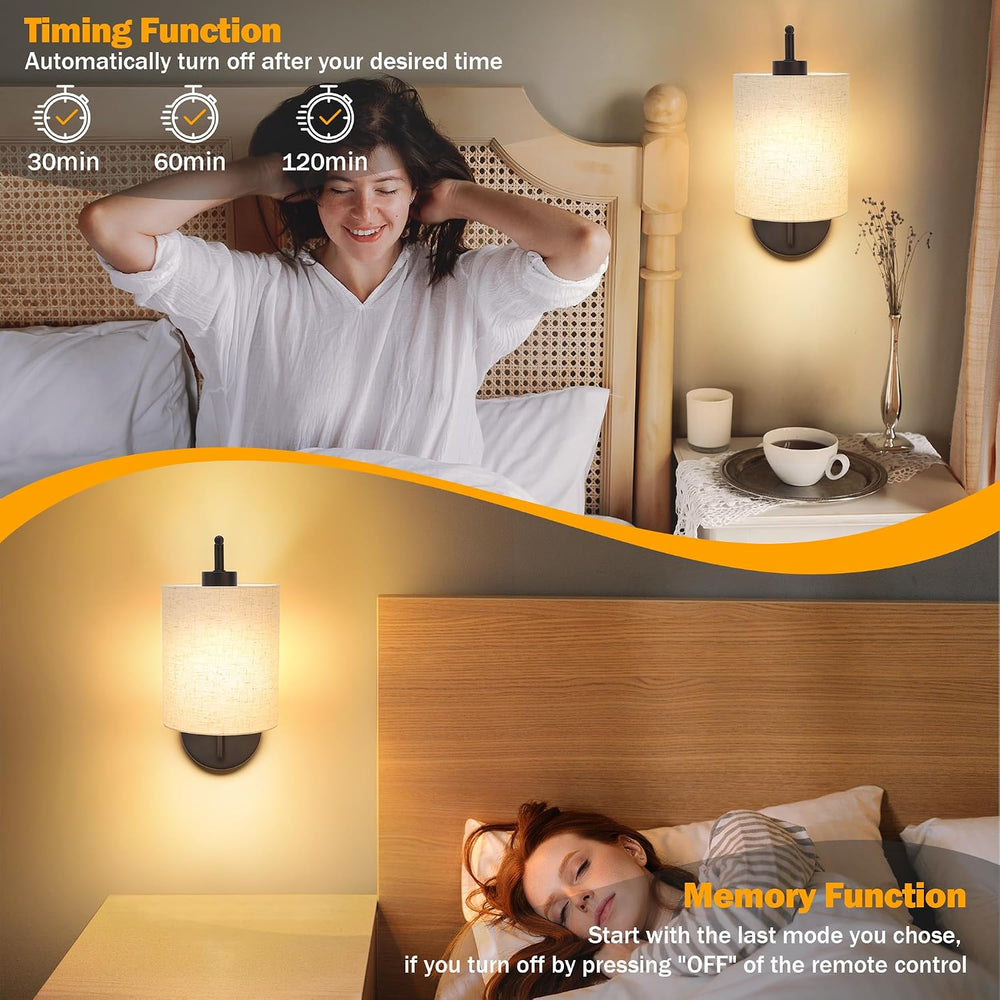 MATAMEYE Battery Operated Wall Sconce Set of 2, Black Wall Light Fixture
