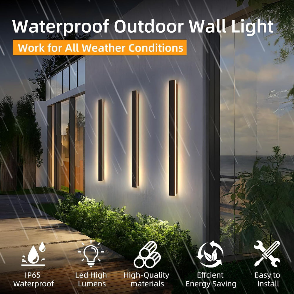 Modern Outdoor Wall Lights, 31.5Inch Black LED 3000K IP65 Waterproof Outdoor ...
