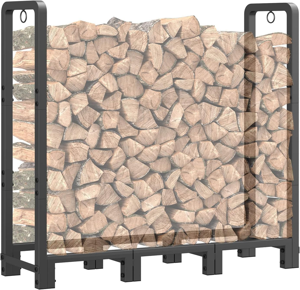 Mr IRONSTONE 4ft Firewood Rack Outdoor Indoor, Upgraded Heavy Duty Adjustable...